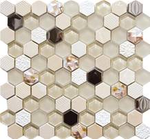 HEXAGONO, Mosaïque 30.2x30.5 cm, BEIGE NACAR