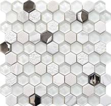 HEXAGONO, Mosaïque 30.3x30.5 cm, BLANCO