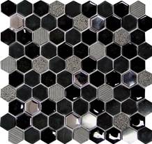 HEXAGONO, Mosaïque 30.2x30.5 cm, NEGRO